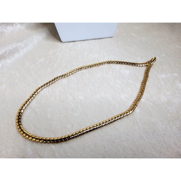 vintage unisex gold tone heavy snake chain chocker necklace - Picture 4 of 5